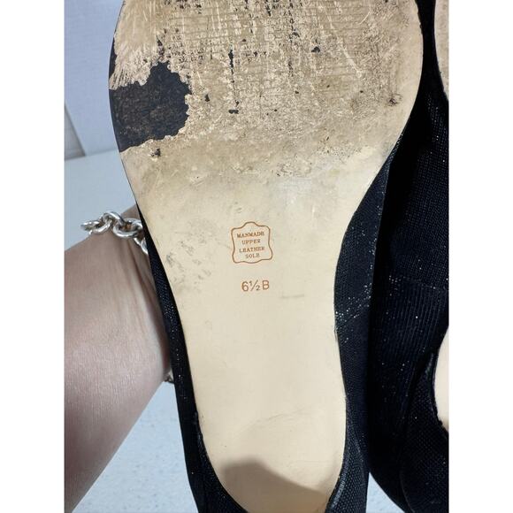 "CAPARROS" Vintage Black Pumps W/Bling Accents Size 6.5 Dress Shoe Slip On Sexy - Picture 9 of 10